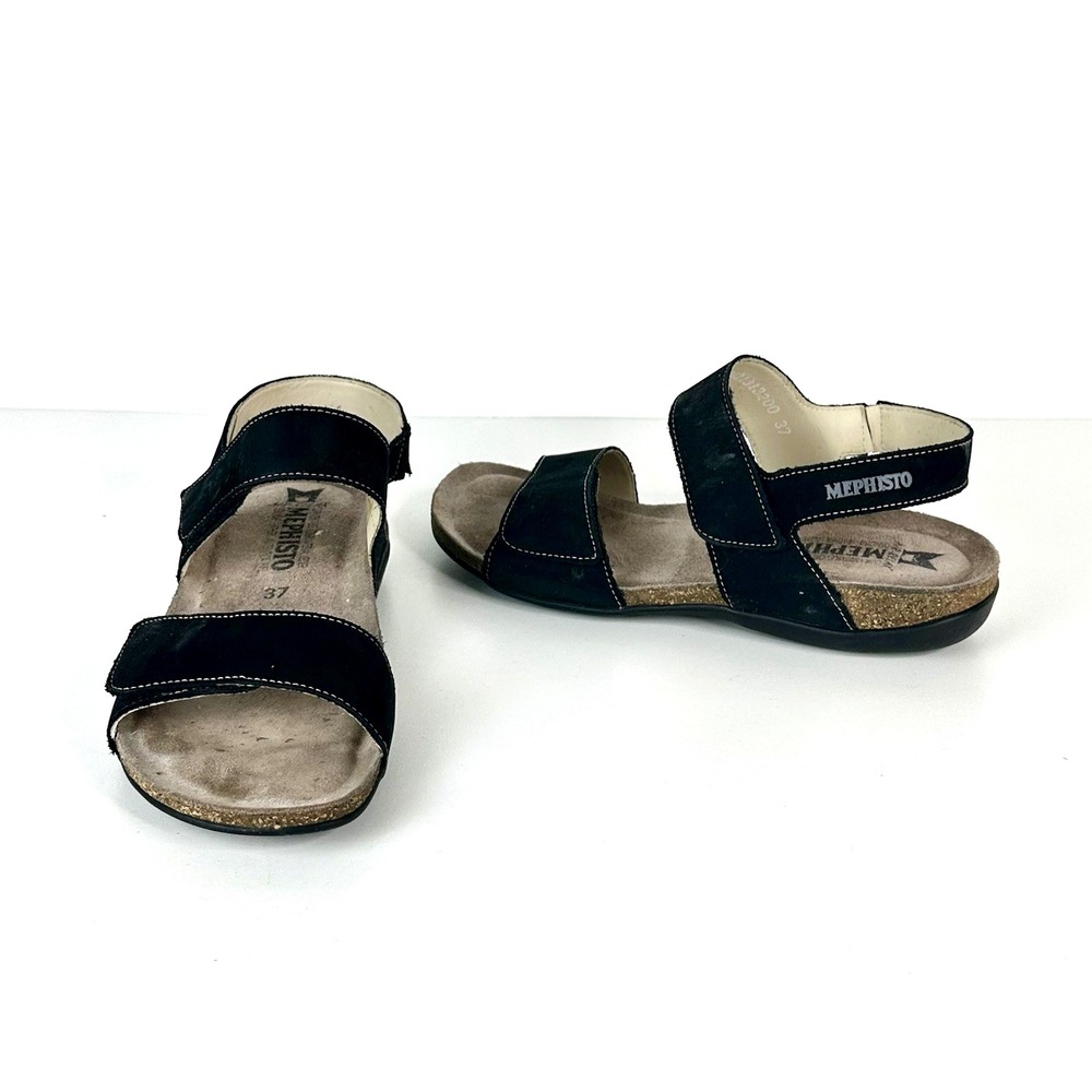 Mephisto Agave Black Bucksoft Anklestrap Comfort Sandal Women's EU 37 US 7